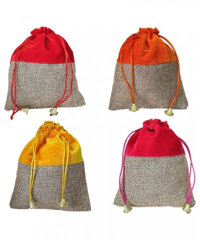 Women's Velvet Jute Design Festival and Wedding Gifting Shagun Potli (Multicolour) - Pack of 4 By Indian Collectible $25.91 C...