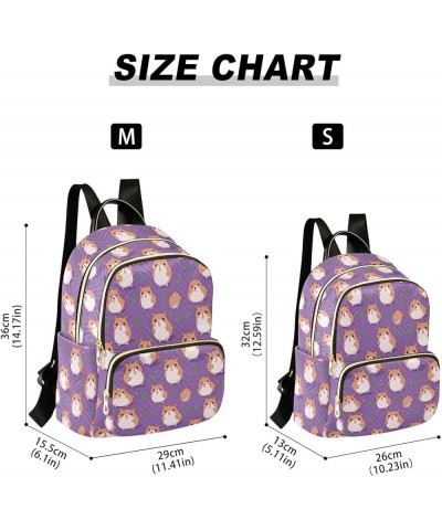 Cute Hamster Purple Backpack for Women Fashion Shoulder Bags Small Casual Daypack Travel Bag S 202a4526 M(11.4"x6.1"x14.17") ...