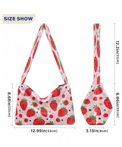 Airplane with Colorful Planes Womens Shoulder Bags, Shoulder Tote Bag with Zipper, Shoulder Bag for Woman Strawberries With D...