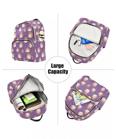 Cute Hamster Purple Backpack for Women Fashion Shoulder Bags Small Casual Daypack Travel Bag S 202a4526 M(11.4"x6.1"x14.17") ...