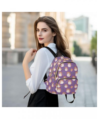 Cute Hamster Purple Backpack for Women Fashion Shoulder Bags Small Casual Daypack Travel Bag S 202a4526 M(11.4"x6.1"x14.17") ...