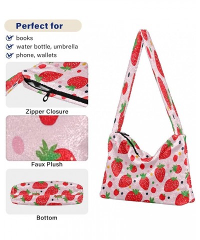 Airplane with Colorful Planes Womens Shoulder Bags, Shoulder Tote Bag with Zipper, Shoulder Bag for Woman Strawberries With D...