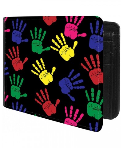 Unique Desige Pattern - Colorful handprint pattern, Slim Front Pocket Wallet Billfold RFID Blocking $9.17 Wallets