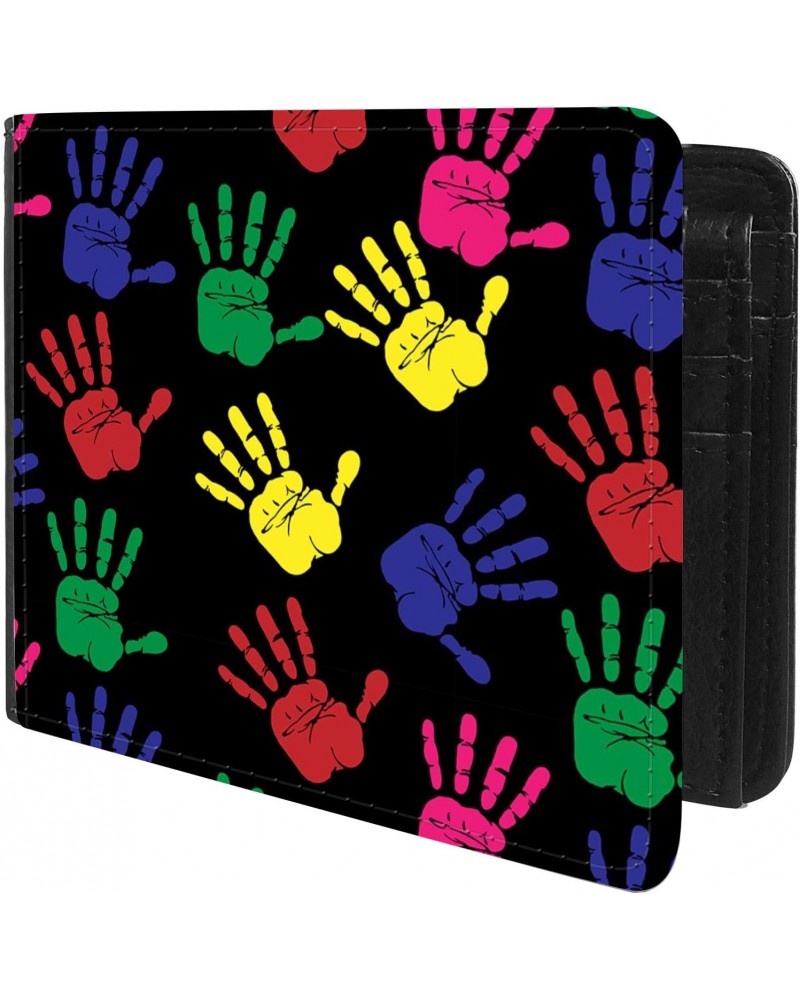 Unique Desige Pattern - Colorful handprint pattern, Slim Front Pocket Wallet Billfold RFID Blocking $9.17 Wallets