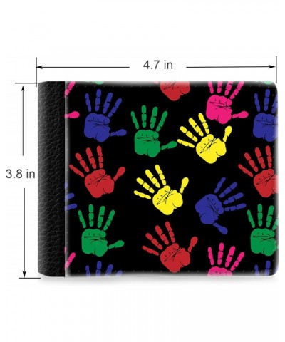 Unique Desige Pattern - Colorful handprint pattern, Slim Front Pocket Wallet Billfold RFID Blocking $9.17 Wallets