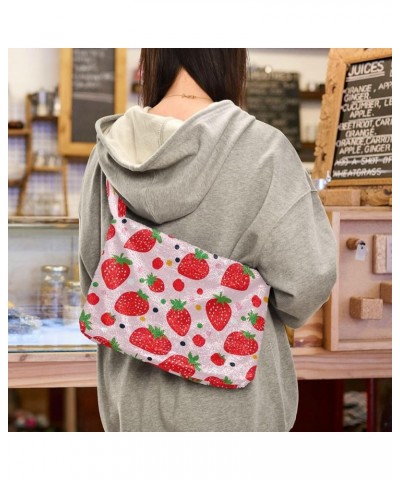 Airplane with Colorful Planes Womens Shoulder Bags, Shoulder Tote Bag with Zipper, Shoulder Bag for Woman Strawberries With D...