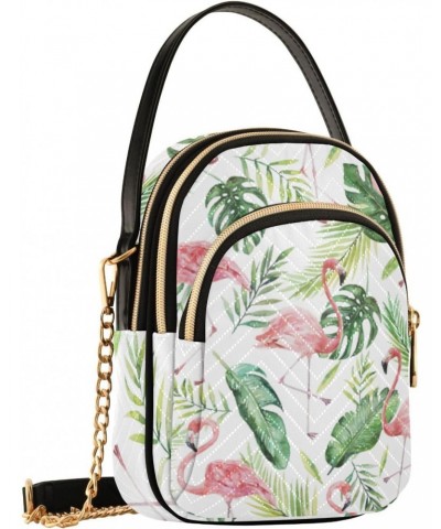 Cell Phone Purse Flamingo Green Leaves Tropical Crossbody Handbag Durable Shoulder Bag Sturdy Travel Pouch Compact Chic Bag f...