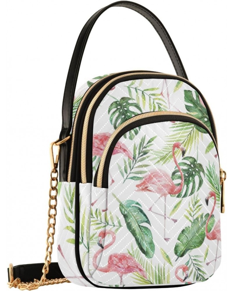 Cell Phone Purse Flamingo Green Leaves Tropical Crossbody Handbag Durable Shoulder Bag Sturdy Travel Pouch Compact Chic Bag f...