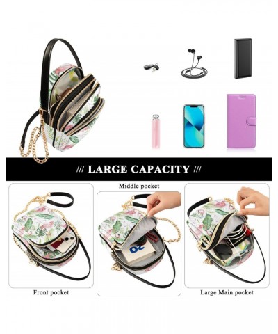 Cell Phone Purse Flamingo Green Leaves Tropical Crossbody Handbag Durable Shoulder Bag Sturdy Travel Pouch Compact Chic Bag f...