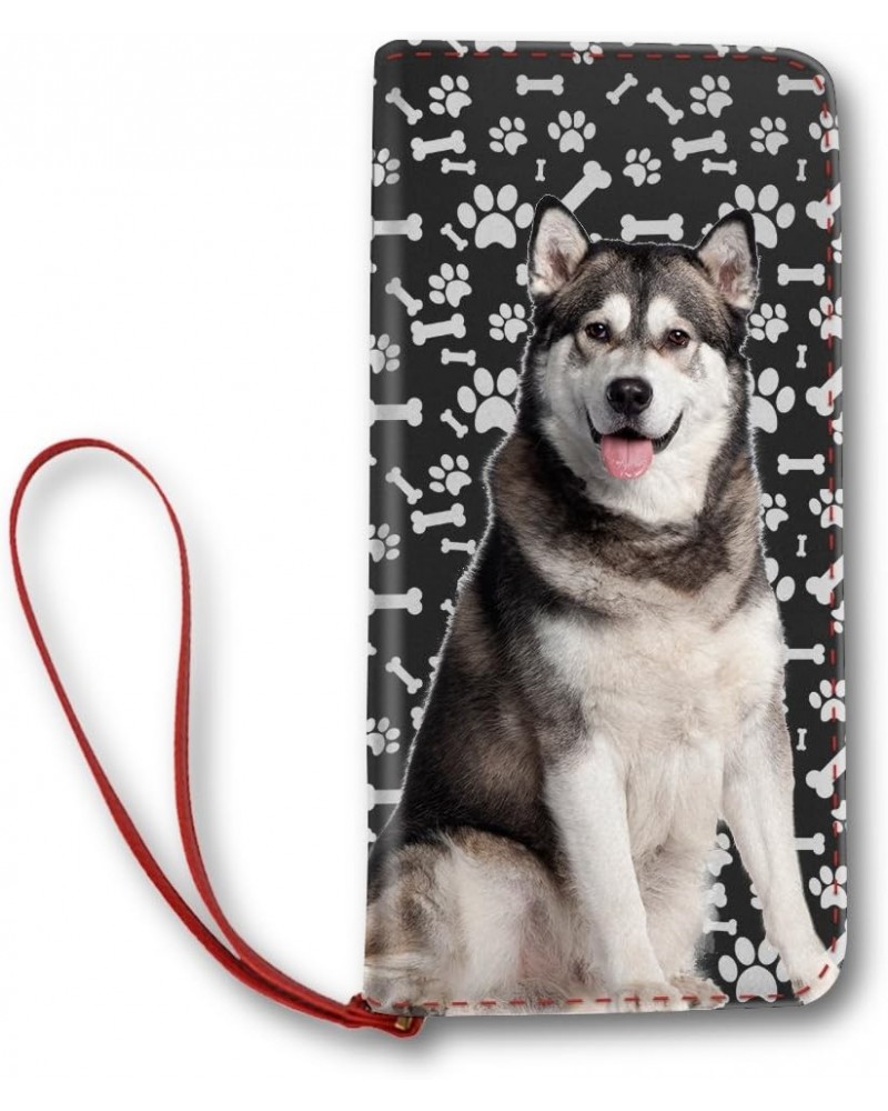 Women's Leather Long Wallet Design Alaskan Malamute Dog Paws Pattern, Dog mom gifts $22.19 Wallets