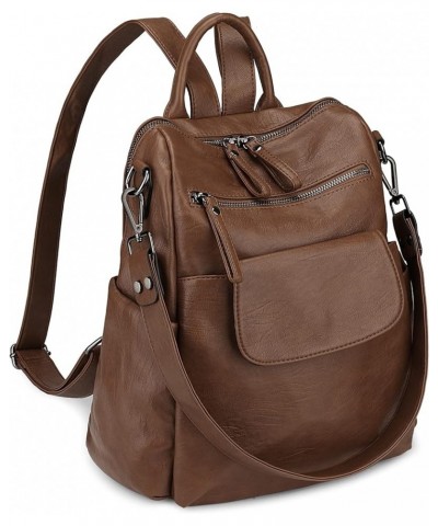 Backpack Purse for Women Vegan Leather Ladies Fashion Travel Shoulder Bag Convertible 240 Brown $13.33 Backpacks