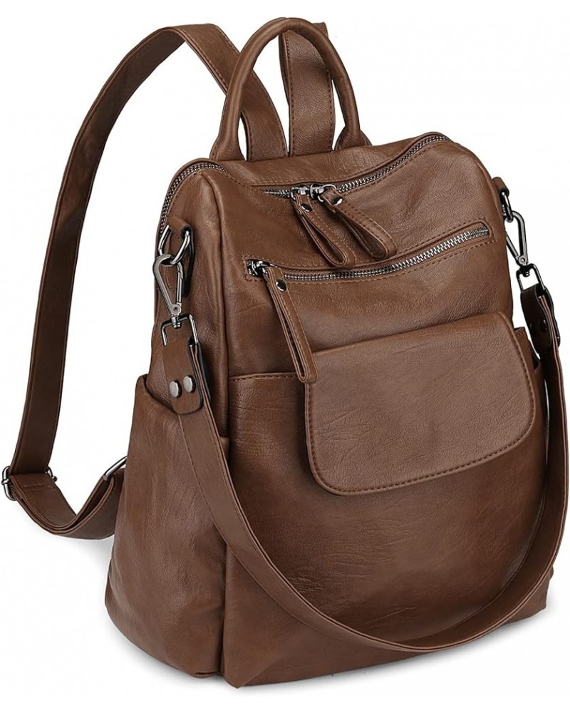 Backpack Purse for Women Vegan Leather Ladies Fashion Travel Shoulder Bag Convertible 240 Brown $13.33 Backpacks