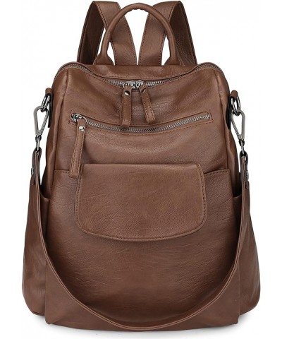 Backpack Purse for Women Vegan Leather Ladies Fashion Travel Shoulder Bag Convertible 240 Brown $13.33 Backpacks