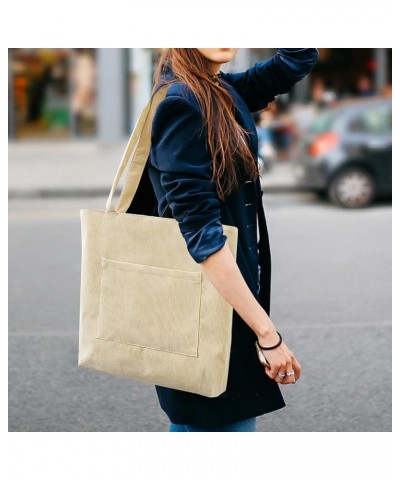 Tote Bag for Women Canvas Shoulder Cord Purse with Zipper Handbag for College School Work Travel Shopping Black $8.11 Totes