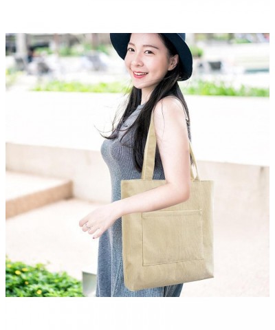 Tote Bag for Women Canvas Shoulder Cord Purse with Zipper Handbag for College School Work Travel Shopping Black $8.11 Totes