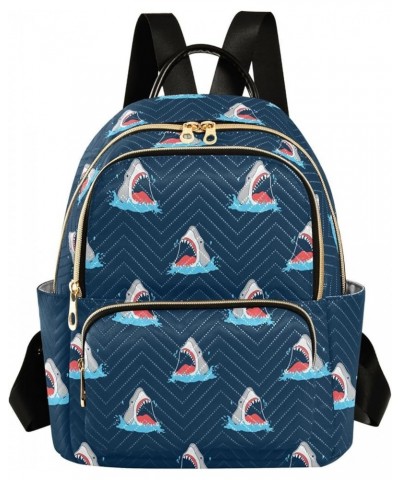 Cute Pirate Shark Backpack Purse for Women Lightweight Back Pack Casual Daypack Travel Shoulder Bag Bookbag - M Small Multi05...