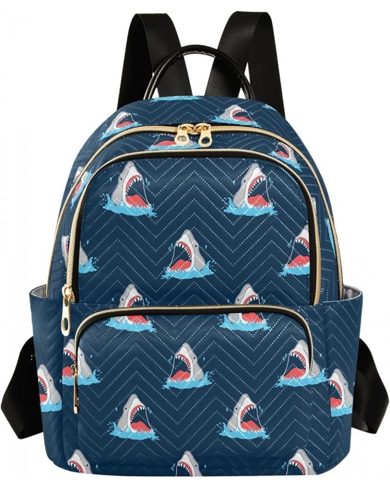 Cute Pirate Shark Backpack Purse for Women Lightweight Back Pack Casual Daypack Travel Shoulder Bag Bookbag - M Small Multi05...