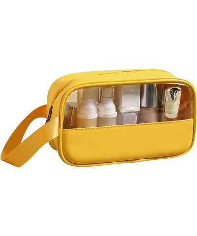 Clear Cosmetic Bags Travel Portable Handbag Large Capacity Bath Storage Bags Makeup Bags with Handle,Pink,S Small Yellow $12....