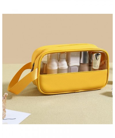 Clear Cosmetic Bags Travel Portable Handbag Large Capacity Bath Storage Bags Makeup Bags with Handle,Pink,S Small Yellow $12....