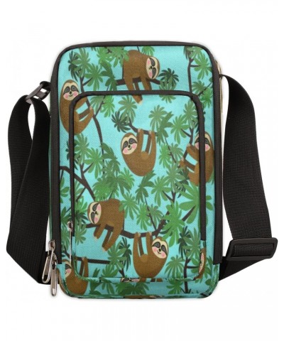 Sloth Cute Green Small Crossbody Bags for Women Trendy Cross Body Phone Purse Wallet Mens Travel Crossbody Bag Side Shoulder ...