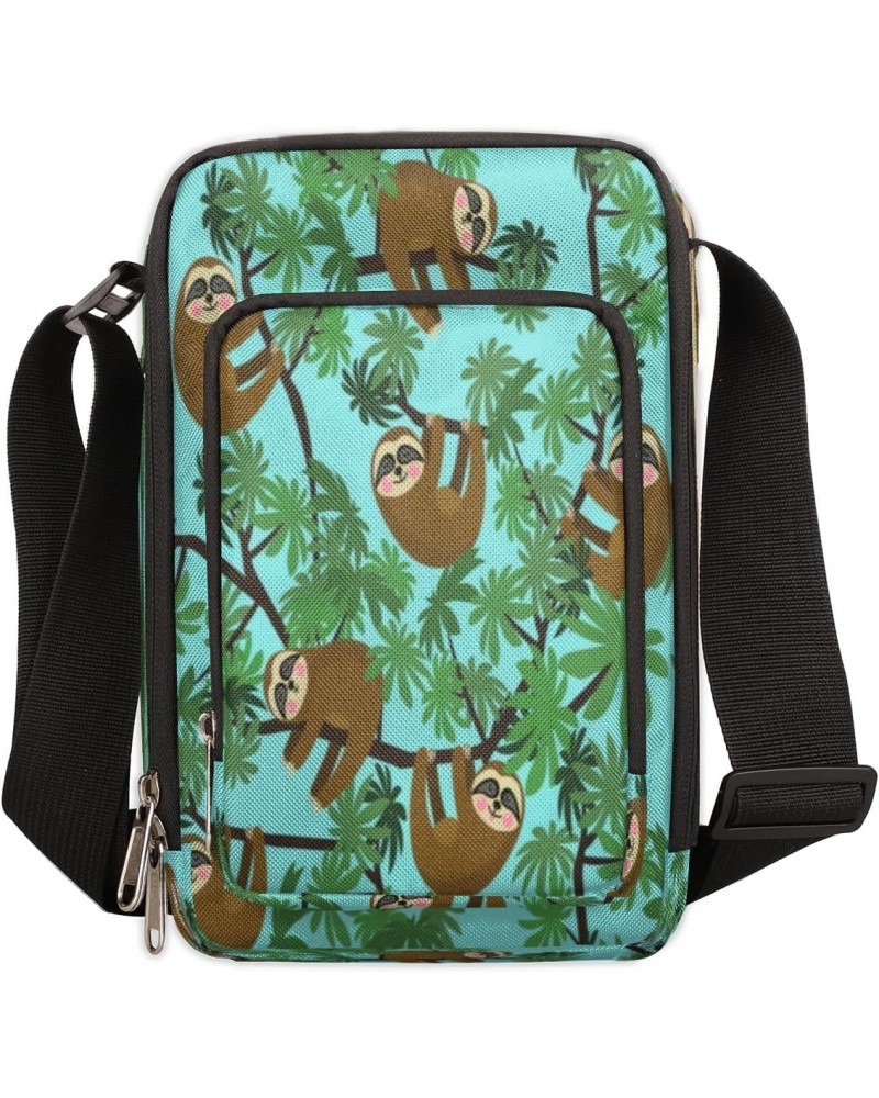 Sloth Cute Green Small Crossbody Bags for Women Trendy Cross Body Phone Purse Wallet Mens Travel Crossbody Bag Side Shoulder ...