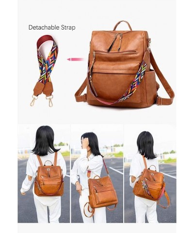 Backpack Purse for Women Fashion PU Leather Designer Travel Large Ladies Shoulder Bags Brown $22.55 Backpacks