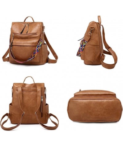 Backpack Purse for Women Fashion PU Leather Designer Travel Large Ladies Shoulder Bags Brown $22.55 Backpacks