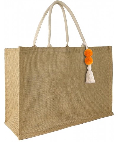 Woven Large Beach Bag Straw Bag Beach Tote Handmade Weaving Shoulder Bag Tassel Bag Handbag Orange Tassel $12.97 Totes