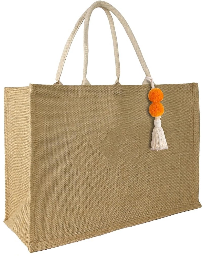 Woven Large Beach Bag Straw Bag Beach Tote Handmade Weaving Shoulder Bag Tassel Bag Handbag Orange Tassel $12.97 Totes