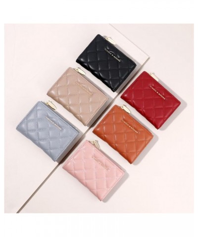 Small Slim Coin Purse for Women Quilted Compact Wallet Zipper Credit Card Holder Ladies Quilted Purse RFID Blocking (Pink) Pi...