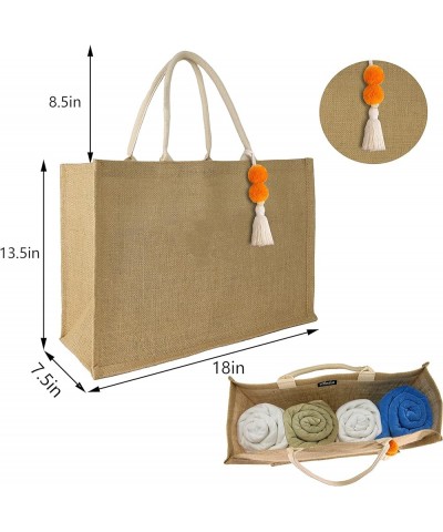 Woven Large Beach Bag Straw Bag Beach Tote Handmade Weaving Shoulder Bag Tassel Bag Handbag Orange Tassel $12.97 Totes