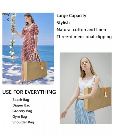 Woven Large Beach Bag Straw Bag Beach Tote Handmade Weaving Shoulder Bag Tassel Bag Handbag Orange Tassel $12.97 Totes