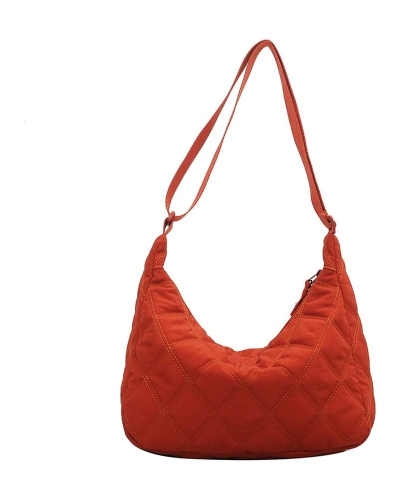 Hobo Bags for Women Fashion Puffer Shoulder Bag Small Tote Crossbody Bags for Women Casual Satchel Purses Orange $13.43 Totes