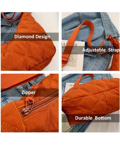 Hobo Bags for Women Fashion Puffer Shoulder Bag Small Tote Crossbody Bags for Women Casual Satchel Purses Orange $13.43 Totes