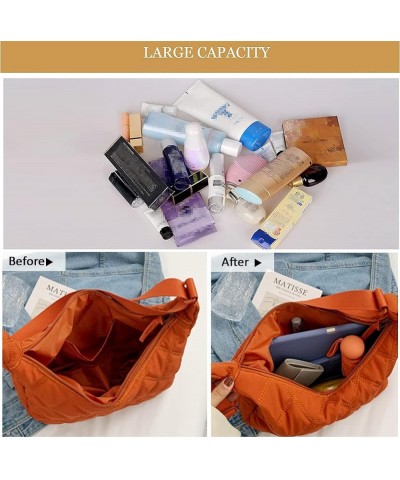 Hobo Bags for Women Fashion Puffer Shoulder Bag Small Tote Crossbody Bags for Women Casual Satchel Purses Orange $13.43 Totes