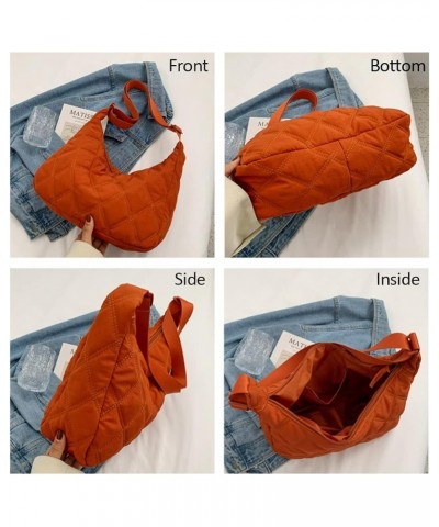 Hobo Bags for Women Fashion Puffer Shoulder Bag Small Tote Crossbody Bags for Women Casual Satchel Purses Orange $13.43 Totes