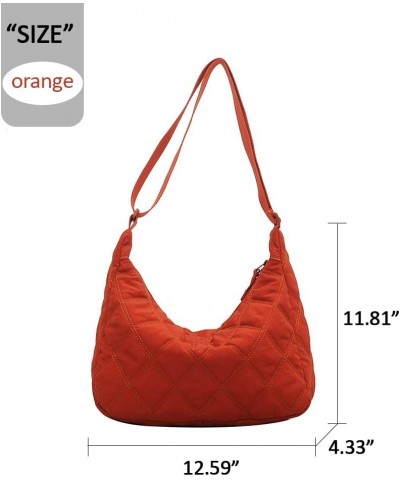 Hobo Bags for Women Fashion Puffer Shoulder Bag Small Tote Crossbody Bags for Women Casual Satchel Purses Orange $13.43 Totes