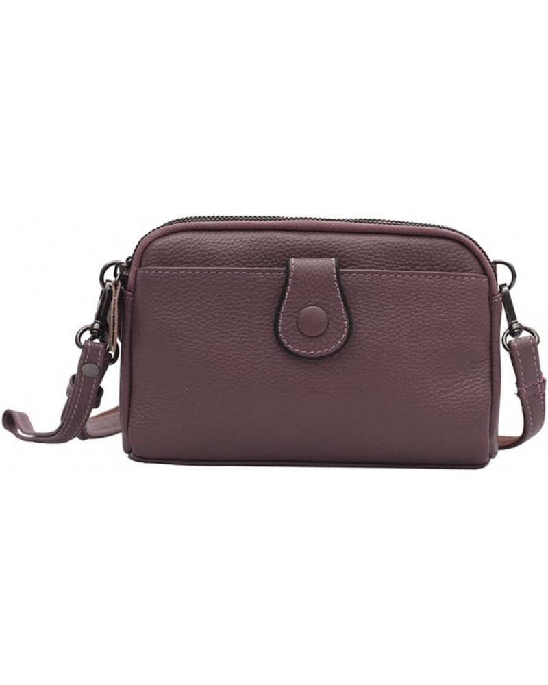 Genuine Leather Crossbody Bag for Women Small Size Handbag Mobile Phone Cluth Purse Purple $26.37 Totes