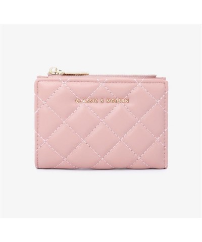 Small Slim Coin Purse for Women Quilted Compact Wallet Zipper Credit Card Holder Ladies Quilted Purse RFID Blocking (Pink) Pi...