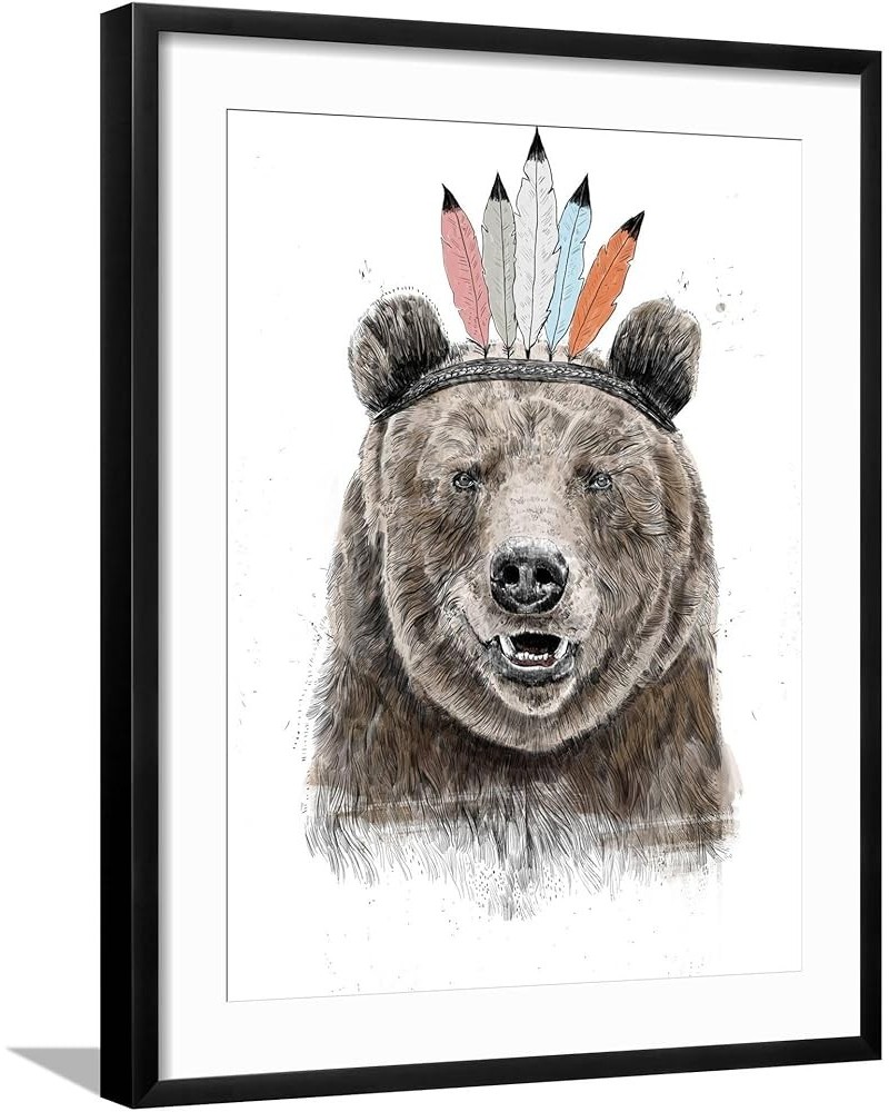 Stretched Canvas Print Festival Bear by Balazs Solti, 24x32 18" x 24" Black Frame $60.30 Handbags