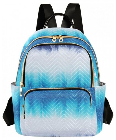 Women Backpack Batik Tie Dye Retro Blue Navy Stripes Durable Travel Backpack Lightweight Handbag Lady Purse Roomy Double Zipp...