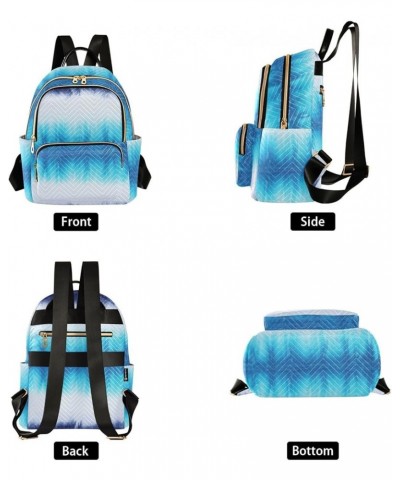 Women Backpack Batik Tie Dye Retro Blue Navy Stripes Durable Travel Backpack Lightweight Handbag Lady Purse Roomy Double Zipp...