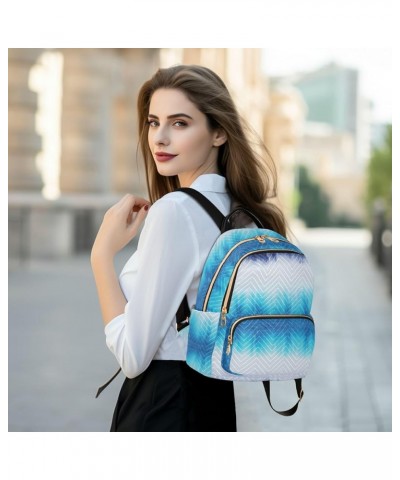 Women Backpack Batik Tie Dye Retro Blue Navy Stripes Durable Travel Backpack Lightweight Handbag Lady Purse Roomy Double Zipp...