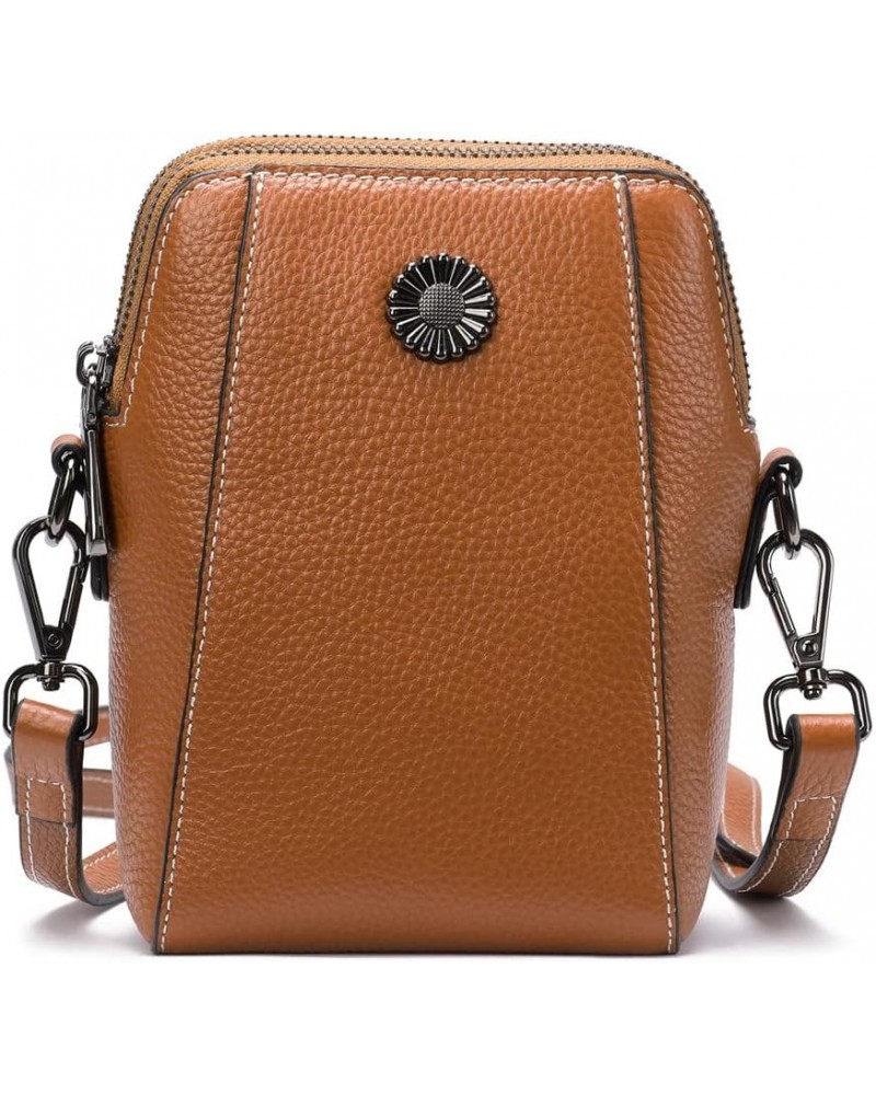 Shoulder Bag, Cowhide Leather Cossbody Bag, Women Pouch Brown $22.80 Shoulder Bags