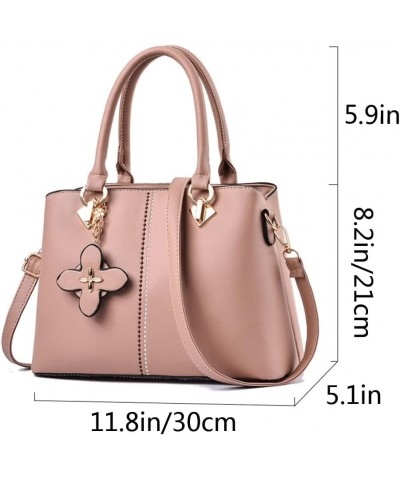 Top-handle Handbags Tote for Women PU Leather Purse Satchel Petal Pendant Crossbody Shoulder Bag Pink $28.66 Totes