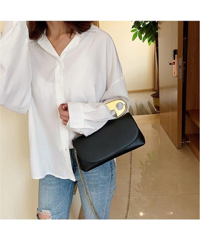 Leather Shoulder Bag for Women, Designer Flap Handbag with Chain, Crossbody Bag Purse Satchel Clutch (Black) Black $24.50 Totes