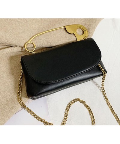 Leather Shoulder Bag for Women, Designer Flap Handbag with Chain, Crossbody Bag Purse Satchel Clutch (Black) Black $24.50 Totes