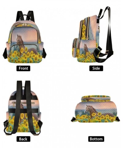 Fashion Backpack Mini Backpack Purse Casual Daily Backpack Sunflower Horse for Travel for College Work Medium $18.01 Backpacks