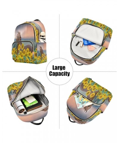 Fashion Backpack Mini Backpack Purse Casual Daily Backpack Sunflower Horse for Travel for College Work Medium $18.01 Backpacks