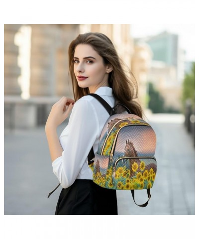 Fashion Backpack Mini Backpack Purse Casual Daily Backpack Sunflower Horse for Travel for College Work Medium $18.01 Backpacks